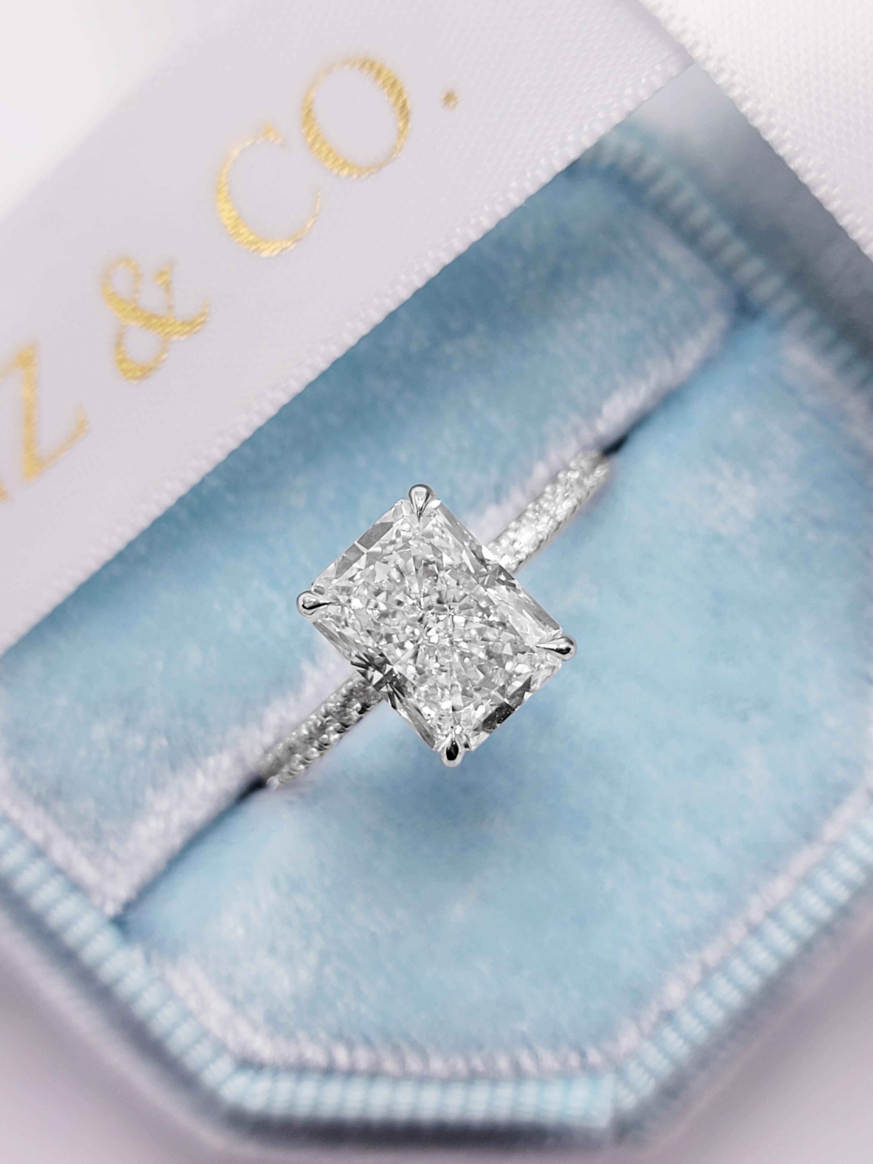 3.00 Carat Radiant Lab Created Diamond Engagement Ring with Halo