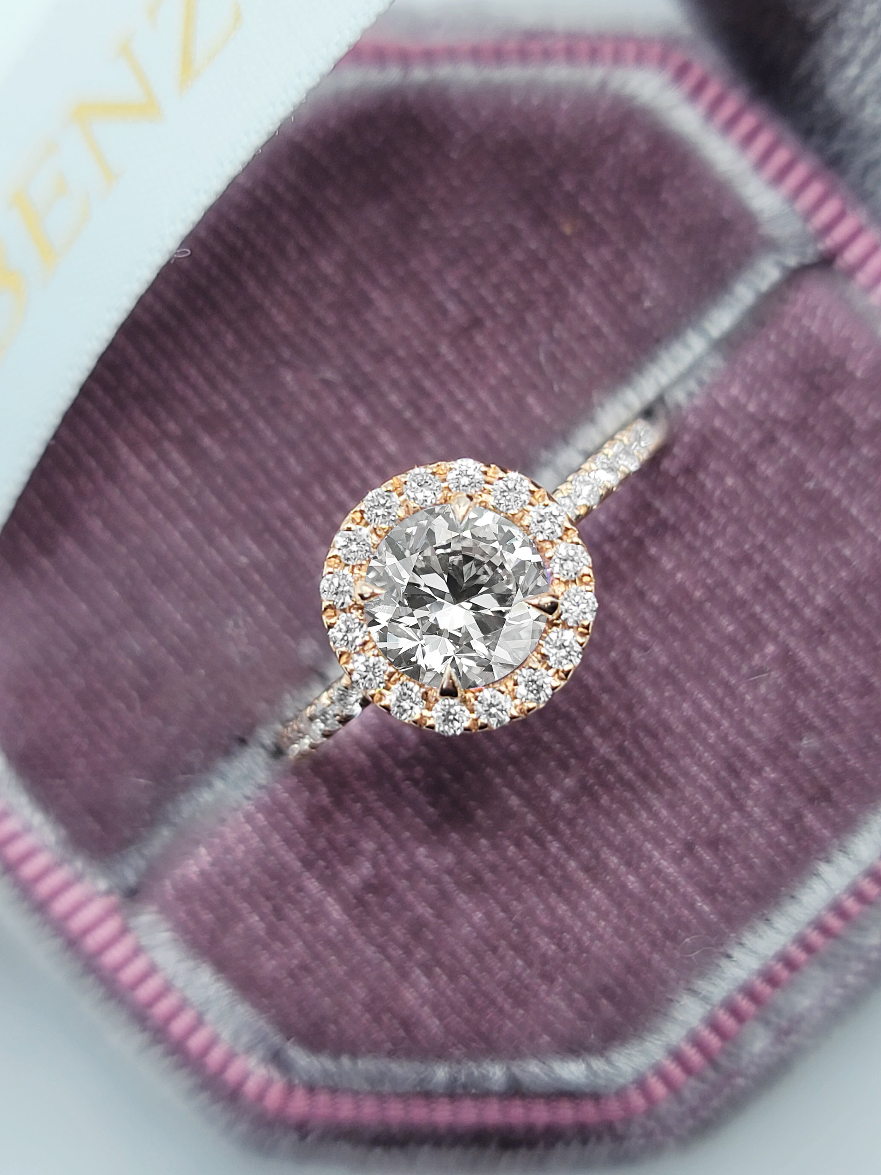 1.51 Carats Lab Grown Round Brilliant Cut Micropaved Halo Side Stones  Diamond Engagement Ring