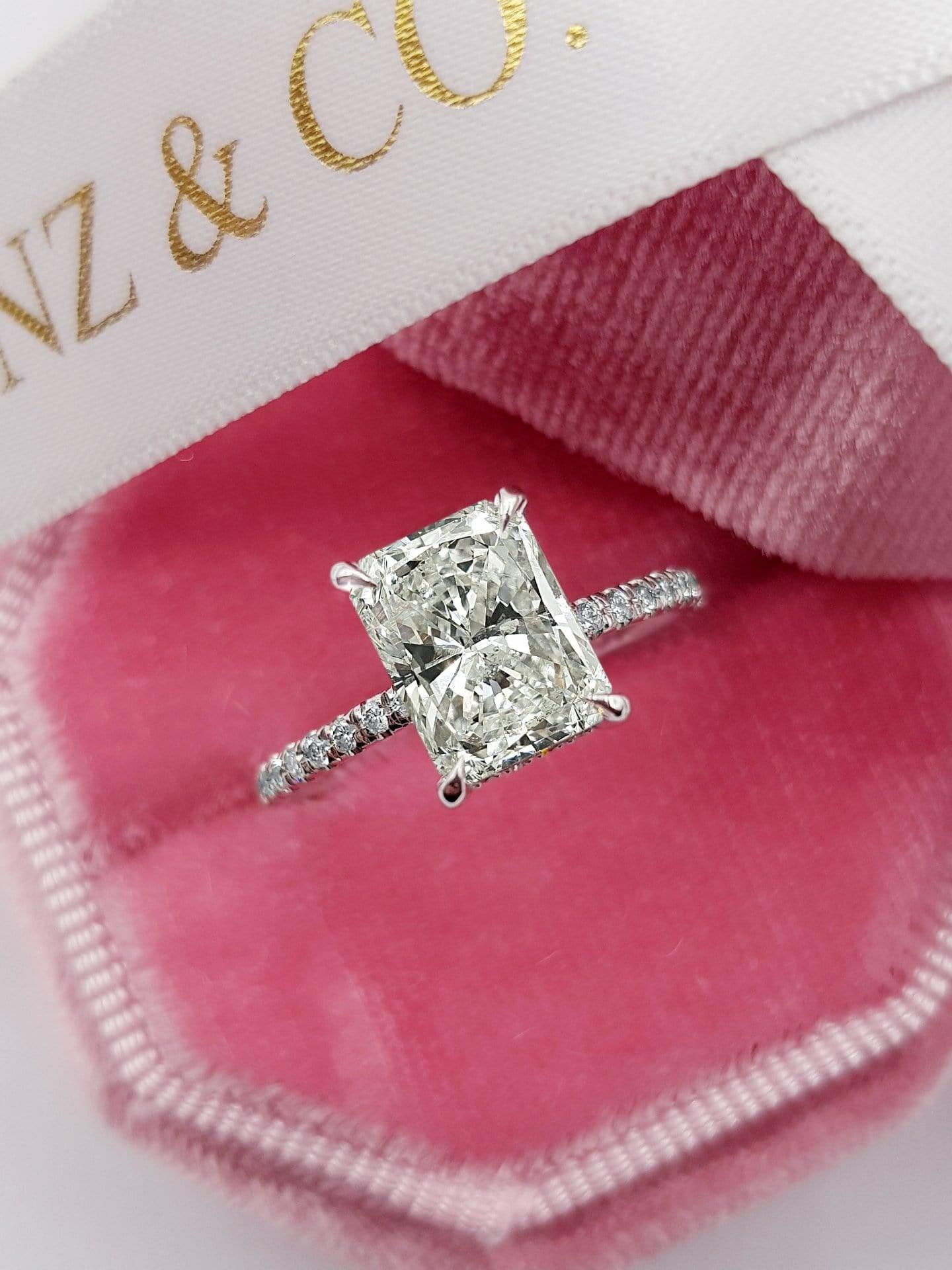 Campagna 2 carat elongated radiant cut engagement ring