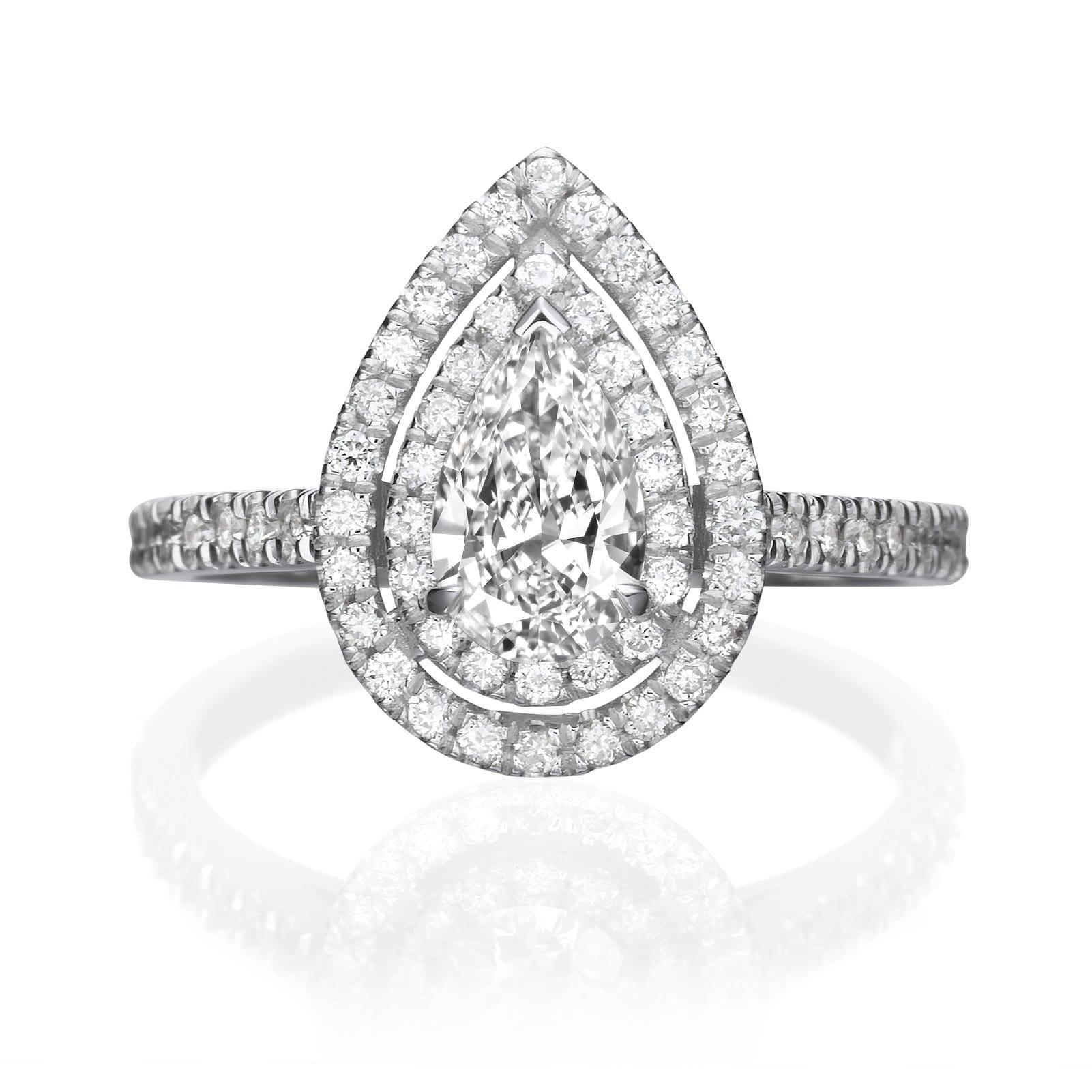 2.71 Carats Pear Shape with Pear Shape Side Stones Diamond Engagement –  Benz & Co Diamonds