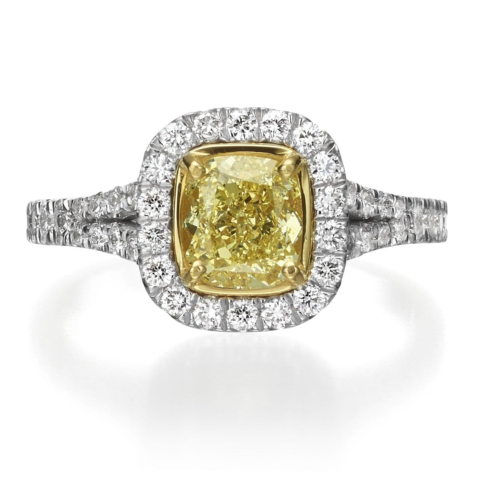 Tiffany & Co. Fancy Yellow Cushion Diamond Solitaire Engagement Ring in 18KY