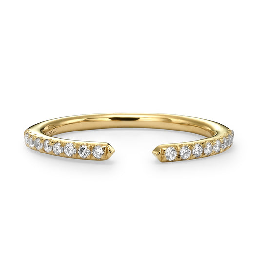 0.22 Ct Round Brilliant Cut Diamond Open Wedding Band in Yellow Gold