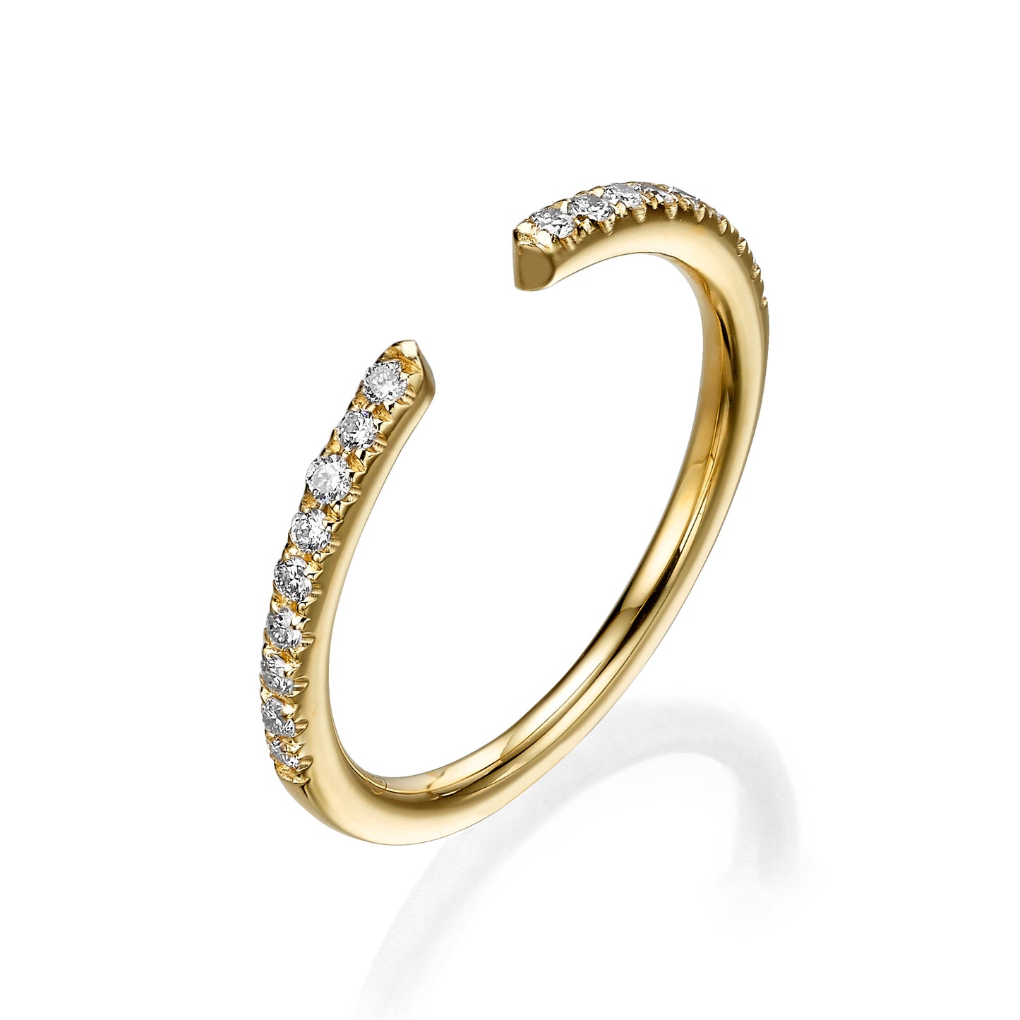 0.22 Ct Round Brilliant Cut Diamond Open Wedding Band in Yellow Gold