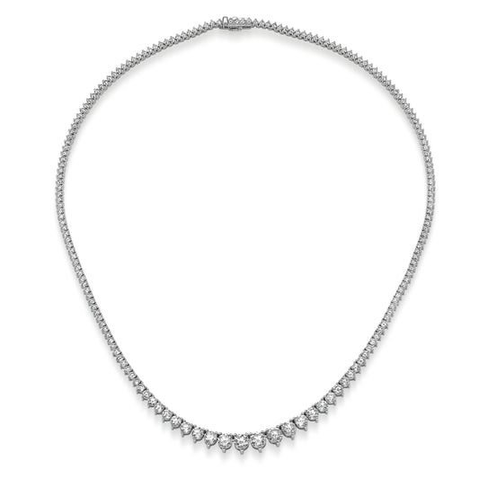 10.00 ct Round Brilliant Cut Lab Grown Diamond Graduated Tennis Necklace in 14k White Gold