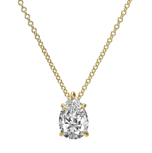 1.50 ct Lab Grown Pear Shape Diamond Solitaire Pendant Necklace