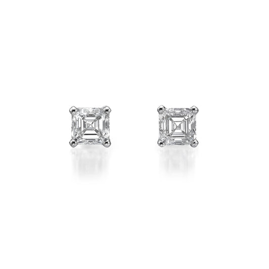 2 ct Asscher Cut Diamond Stud Earrings