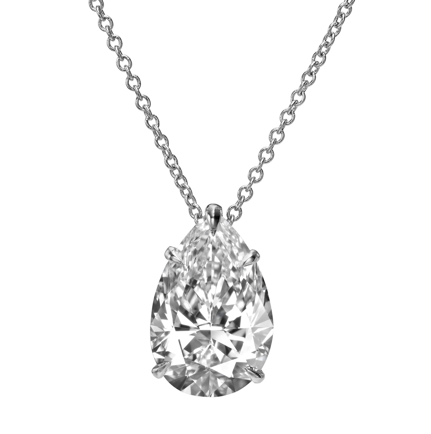 3.00 ct Lab Grown Pear Shape Diamond Solitaire Pendant Necklace