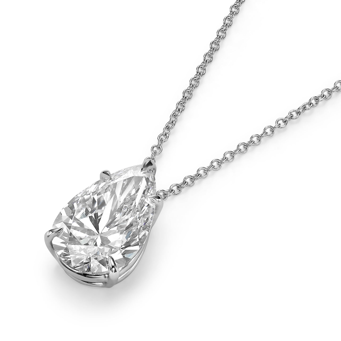 3.00 ct Lab Grown Pear Shape Diamond Solitaire Pendant Necklace