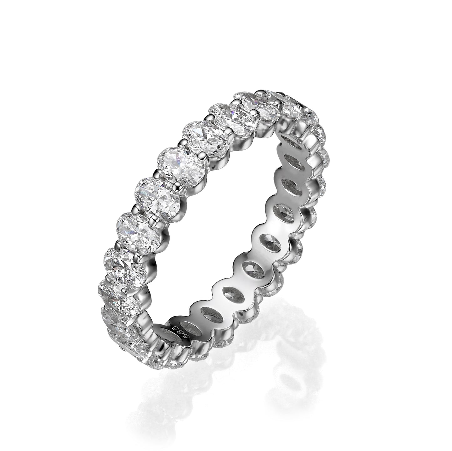 3 ct Oval Cut Lab Grown Diamond Eternity Band - Low-Set