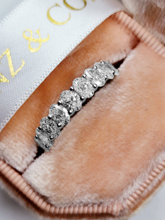 4 ct Oval Cut Lab Grown Diamond U-Shape Eternity Band