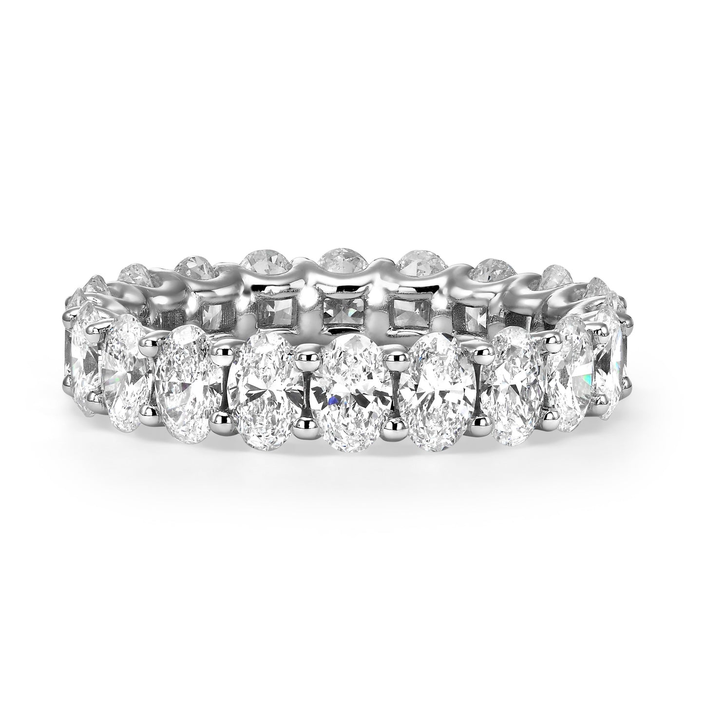 4 ct Oval Cut Lab Grown Diamond U-Shape Eternity Band