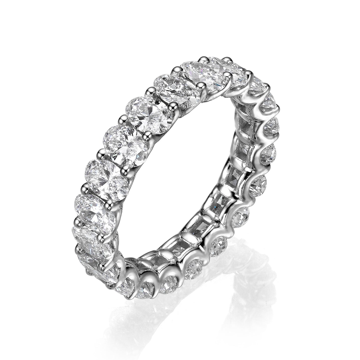 4 ct Oval Cut Lab Grown Diamond U-Shape Eternity Band