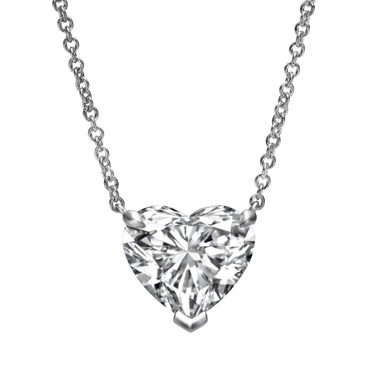 3.01 ct Lab Grown Heart Shape Diamond Solitaire Pendant Necklace