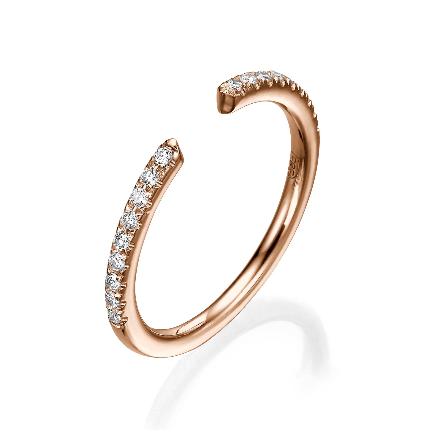 0.22 Ct Round Brilliant Cut Diamond Open Wedding Band in Rose Gold