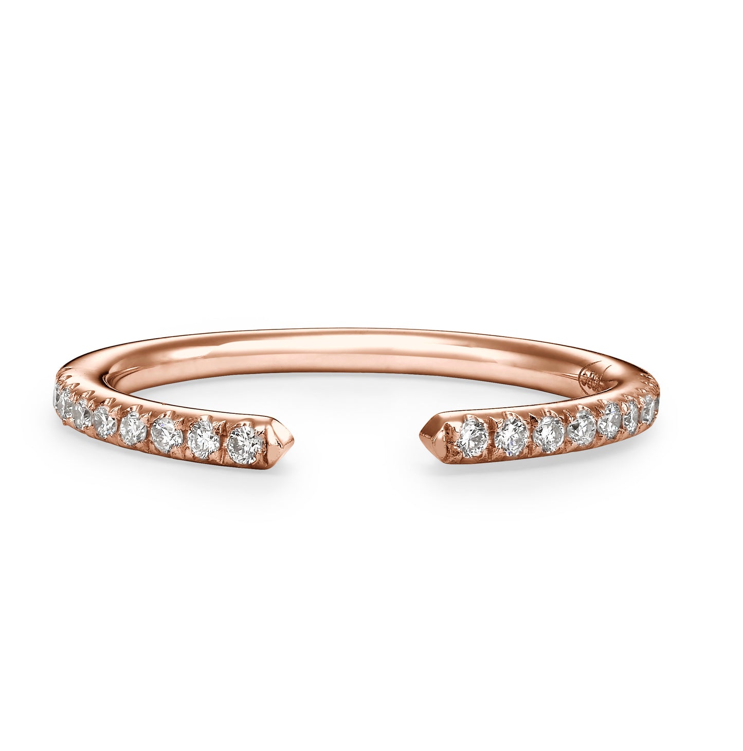 0.22 Ct Round Brilliant Cut Diamond Open Wedding Band in Rose Gold