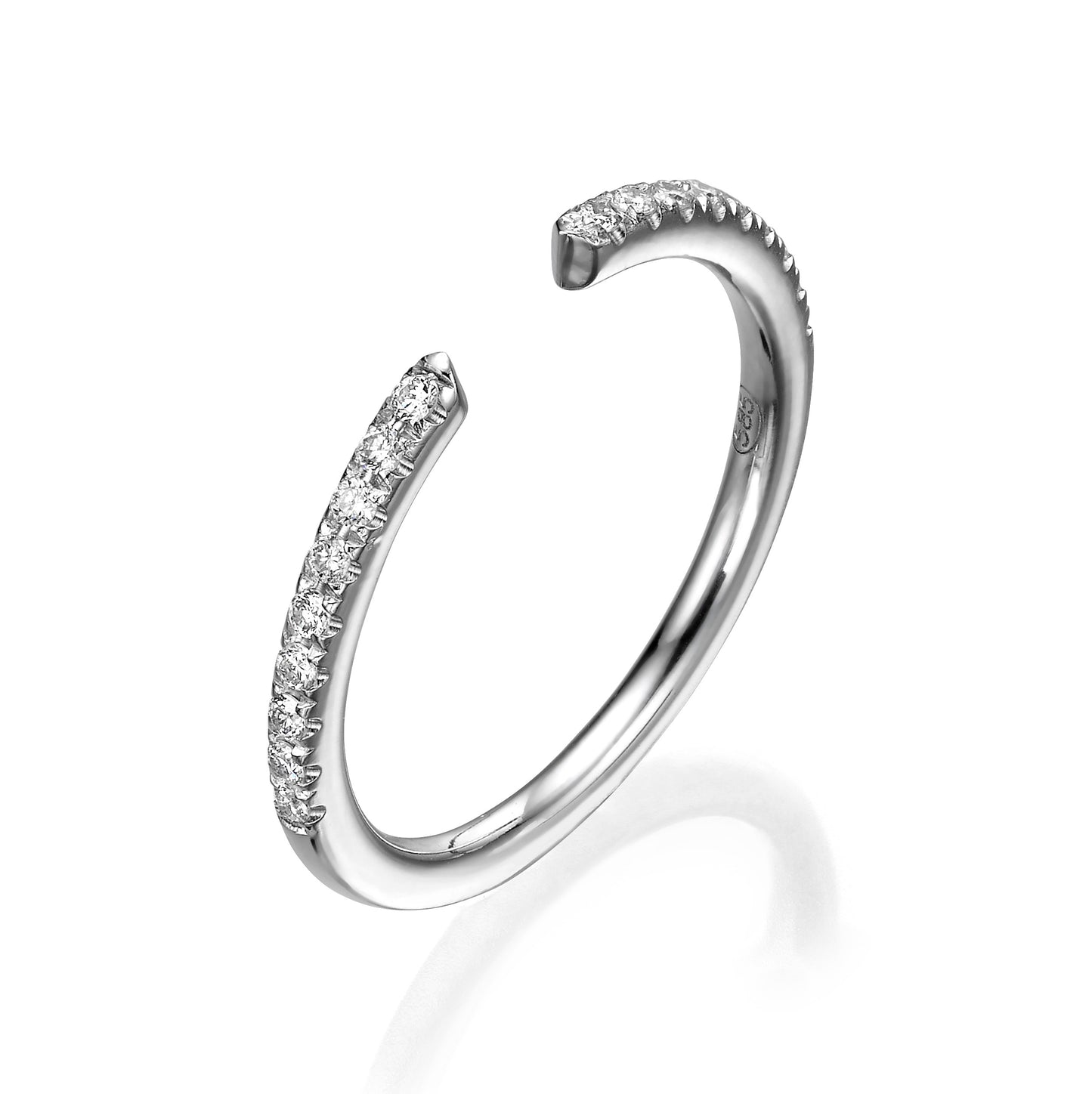 0.22 Ct Round Brilliant Cut Diamond Open Wedding Band in White Gold