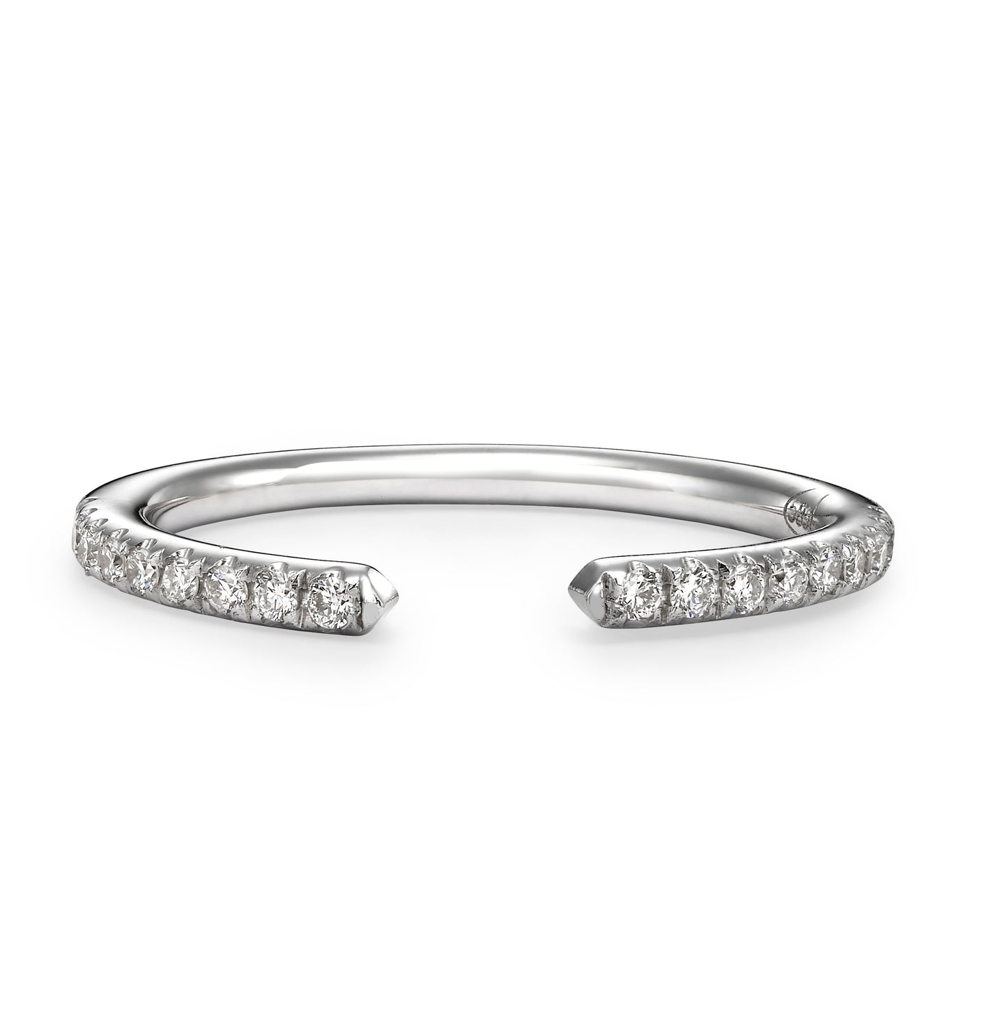 0.22 Ct Round Brilliant Cut Diamond Open Wedding Band in White Gold