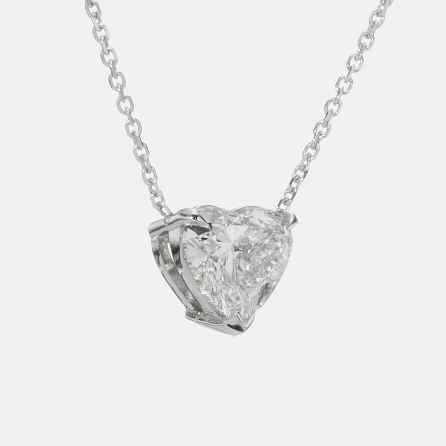 1.50 ct Lab Grown Heart Shape Diamond Solitaire Pendant Necklace