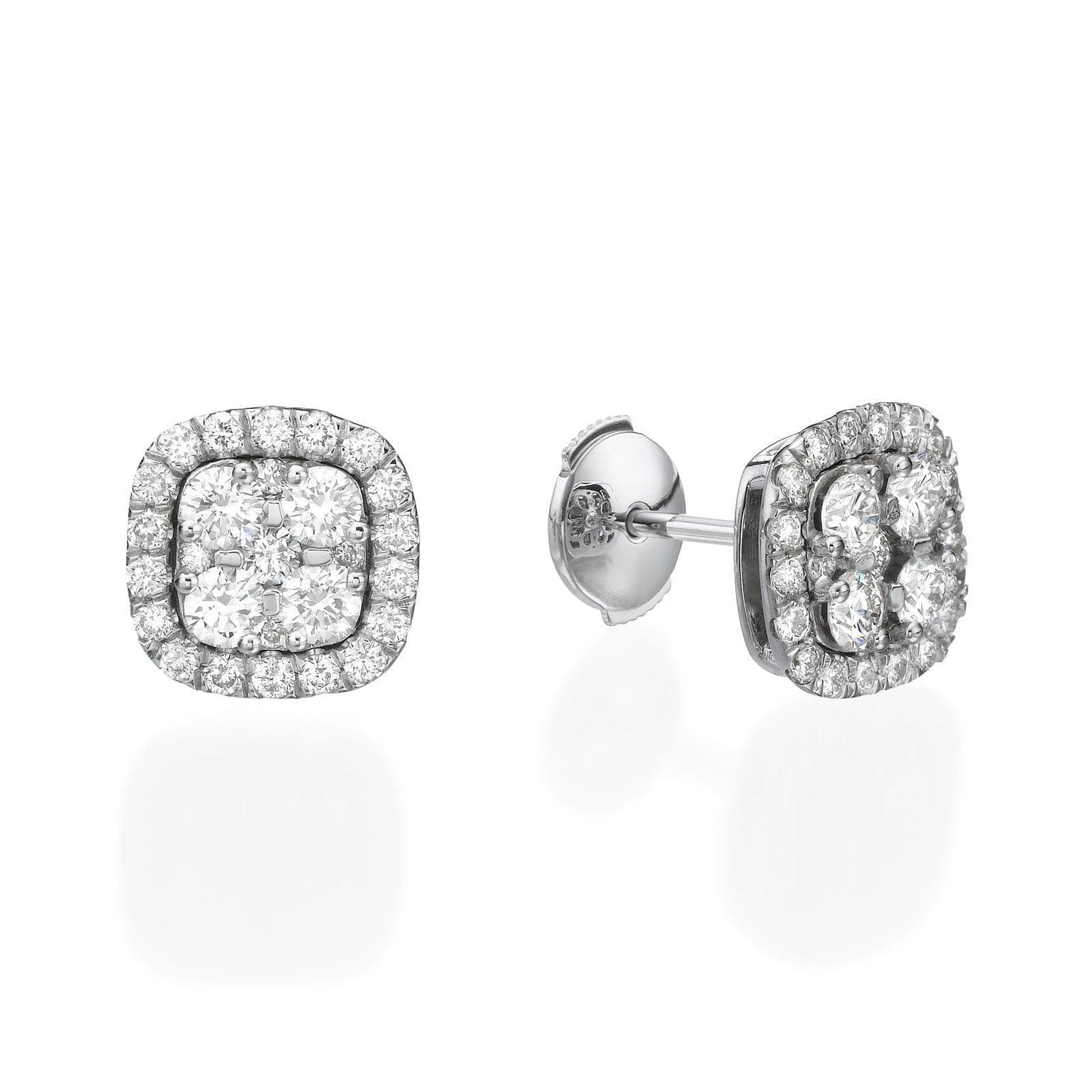 Big Cushion Shaped Diamond Cluster Earrings - BenzDiamonds