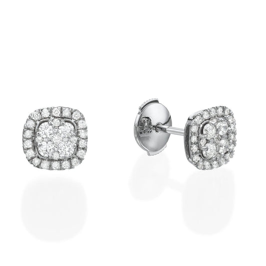 Cushion Shaped Diamond Cluster Earrings - BenzDiamonds