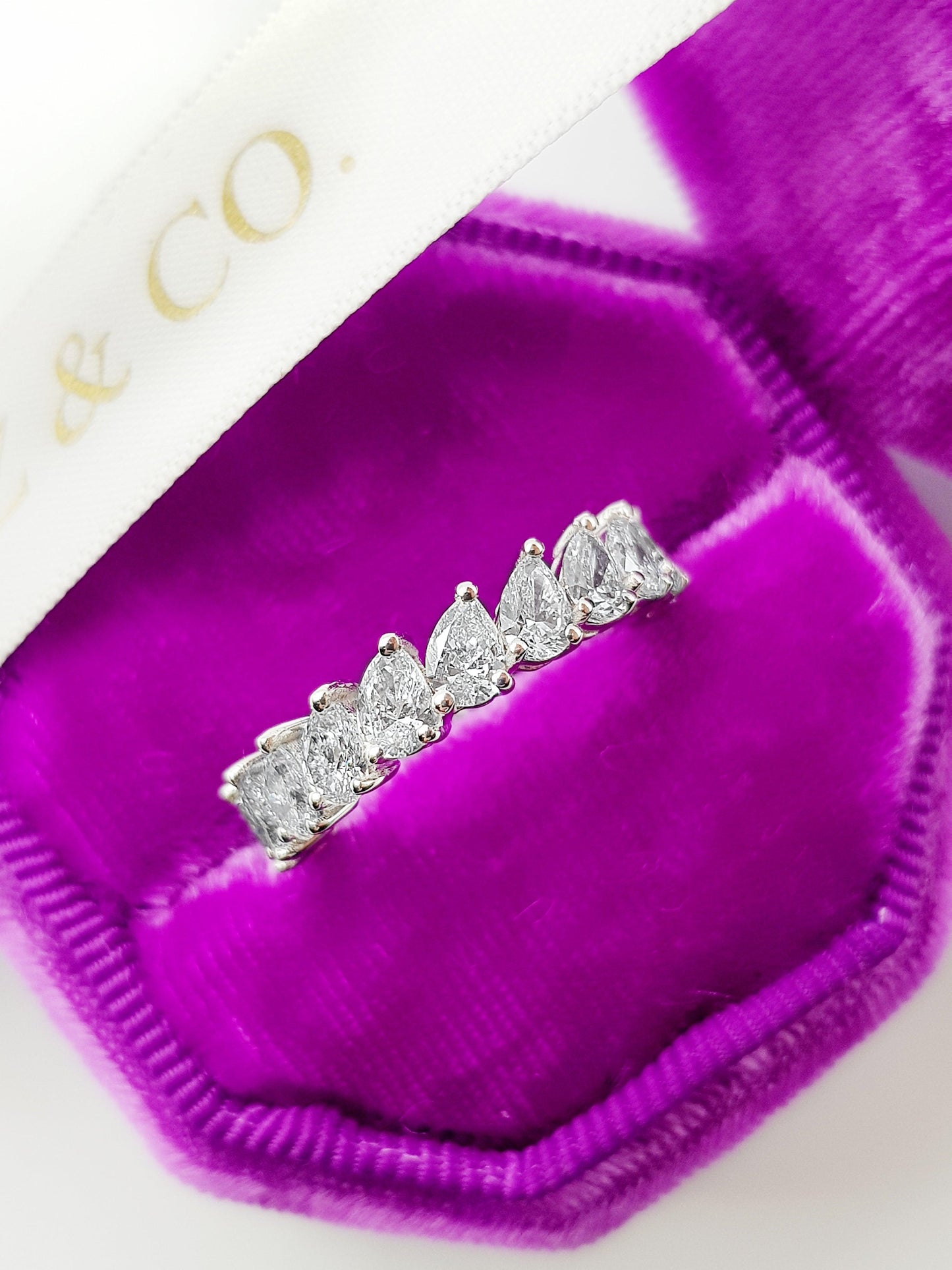 3 ct Pear Shape Diagonal Set Diamond Eternity Band - BenzDiamonds