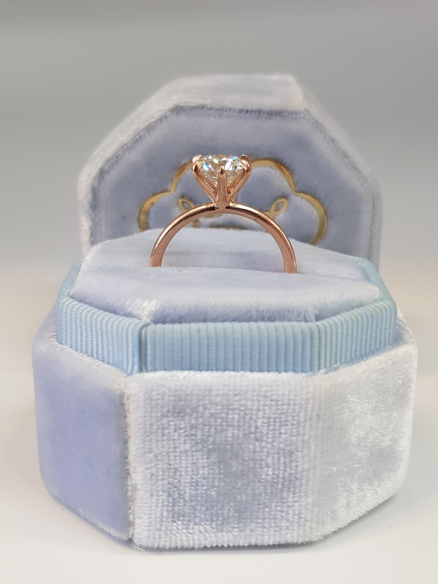 1.01 Carat Round Brilliant Cut Six Prongs Diamond Engagement Ring in Rose Gold - BenzDiamonds