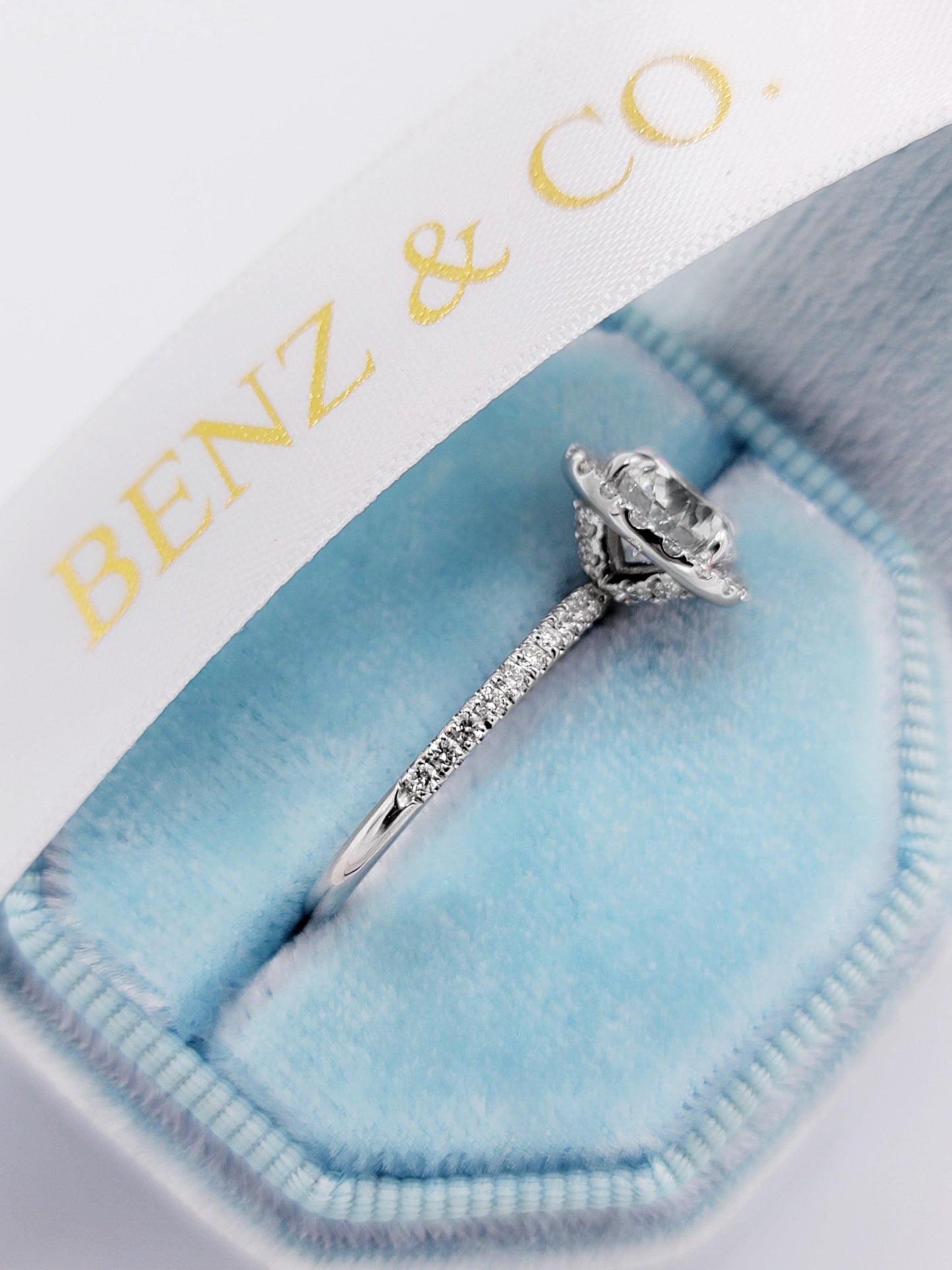 2 Carats Lab Grown Round Brilliant Cut Micropaved Halo Side Stones Diamond Engagement Ring - BenzDiamonds