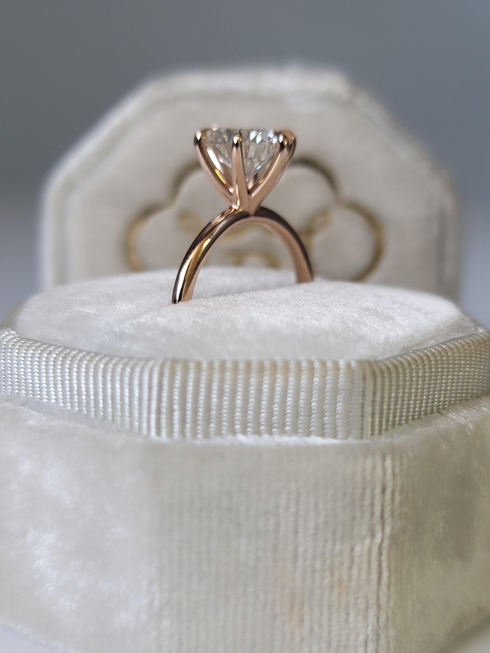 2.01 Carats Lab Grown Round Brilliant Cut Solitaire Diamond Engagement Ring in Rose Gold - BenzDiamonds