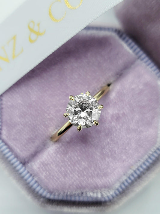 1.50 Carat Lab Grown Round Brilliant Cut Solitaire Diamond Engagement Ring in Yellow Gold - BenzDiamonds