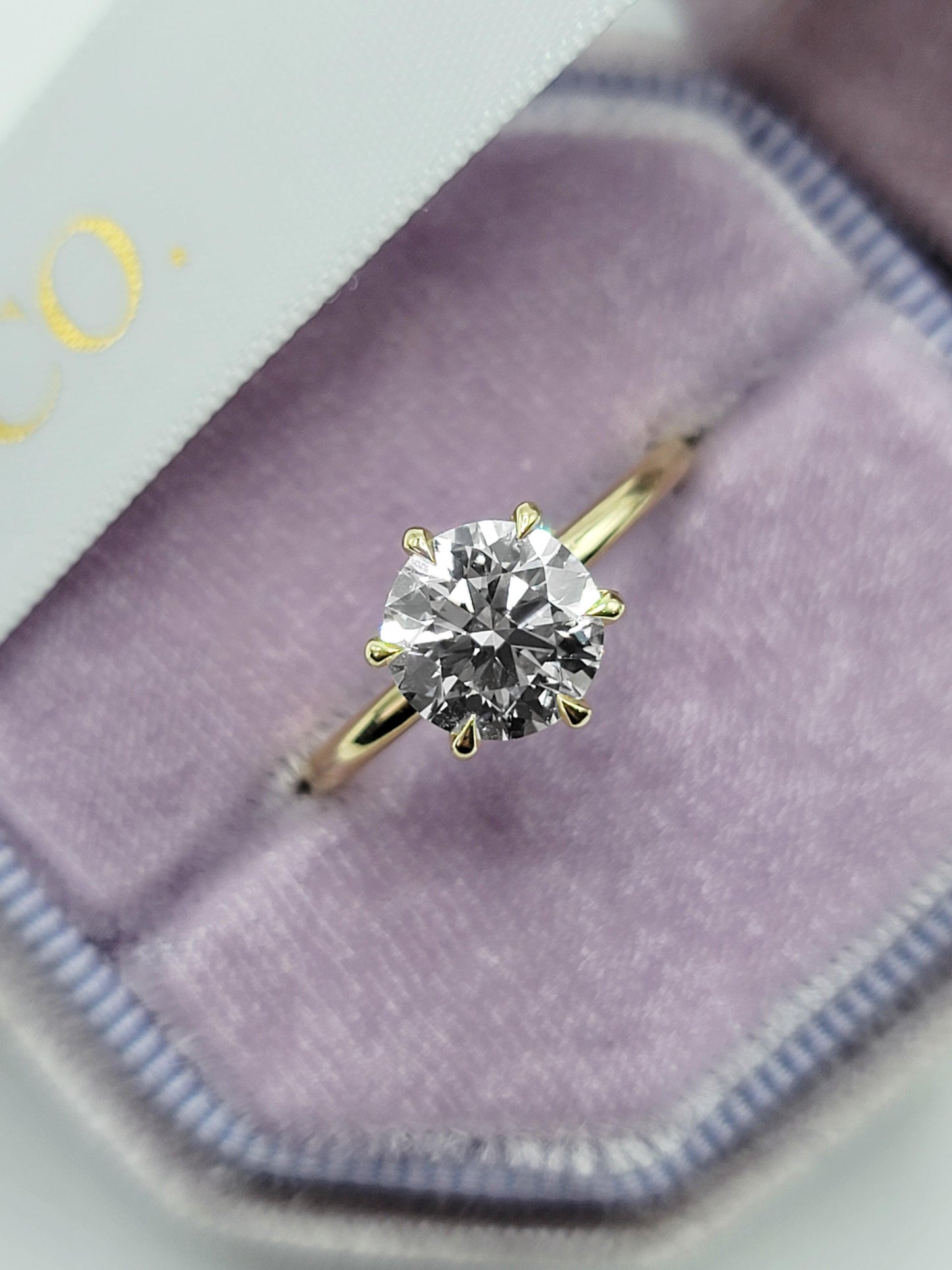 2.01 Carat Lab Grown Round Brilliant Cut Solitaire Diamond Engagement Ring in Yellow Gold - BenzDiamonds