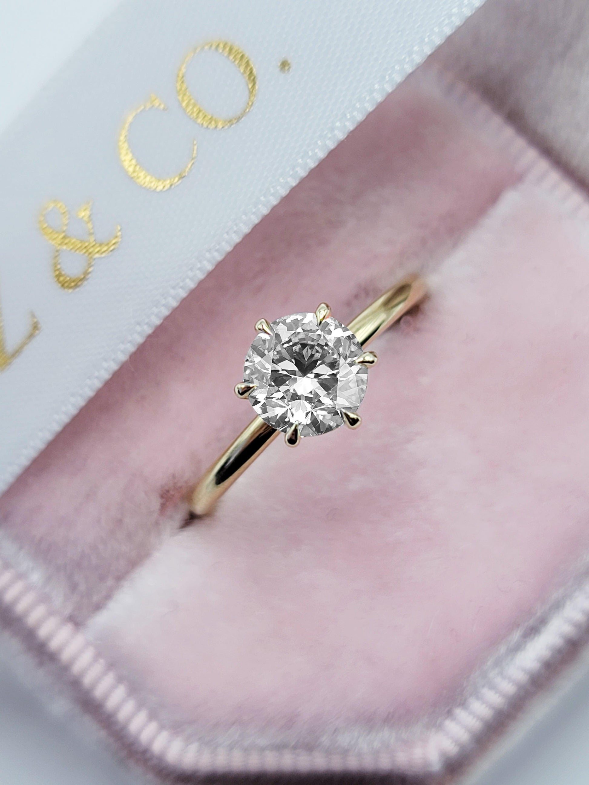 1.02 Carat Lab Grown Round Brilliant Cut Solitaire Diamond Engagement Ring in Yellow Gold - BenzDiamonds