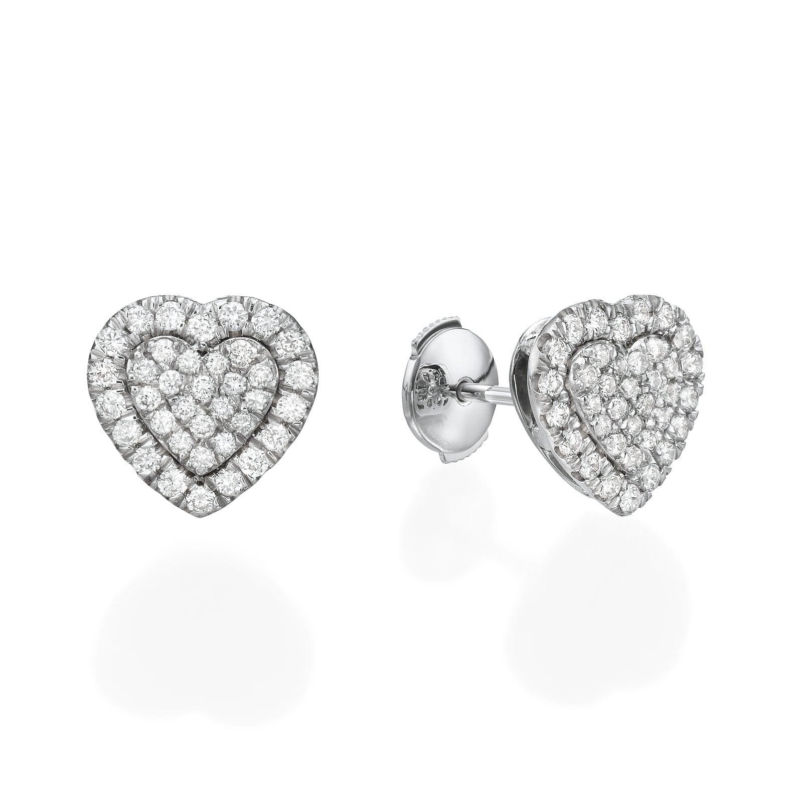 Big Heart Shaped Diamond Cluster Earrings - BenzDiamonds