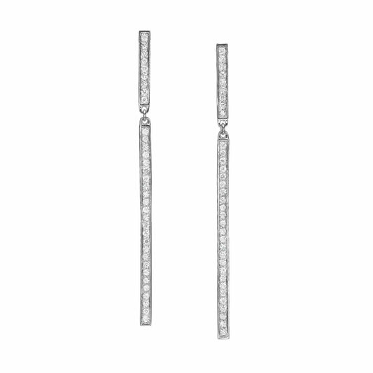 Pave Diamond Bar Drop Earrings - BenzDiamonds