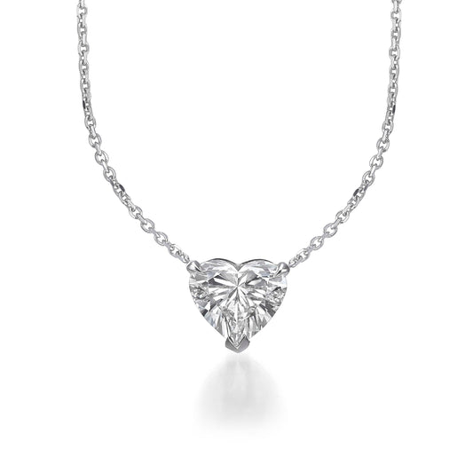 1.50 ct Lab Grown Heart Shape Diamond Solitaire Pendant Necklace - BenzDiamonds