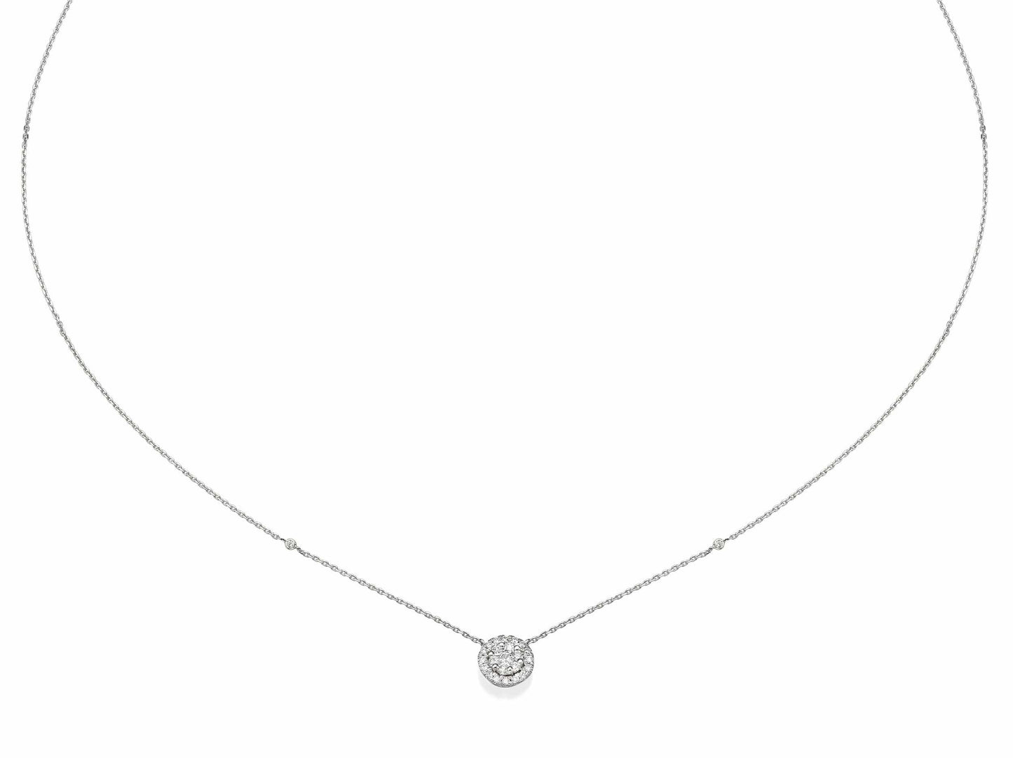 Big Round Shaped Diamond Cluster Pendant Necklace - BenzDiamonds