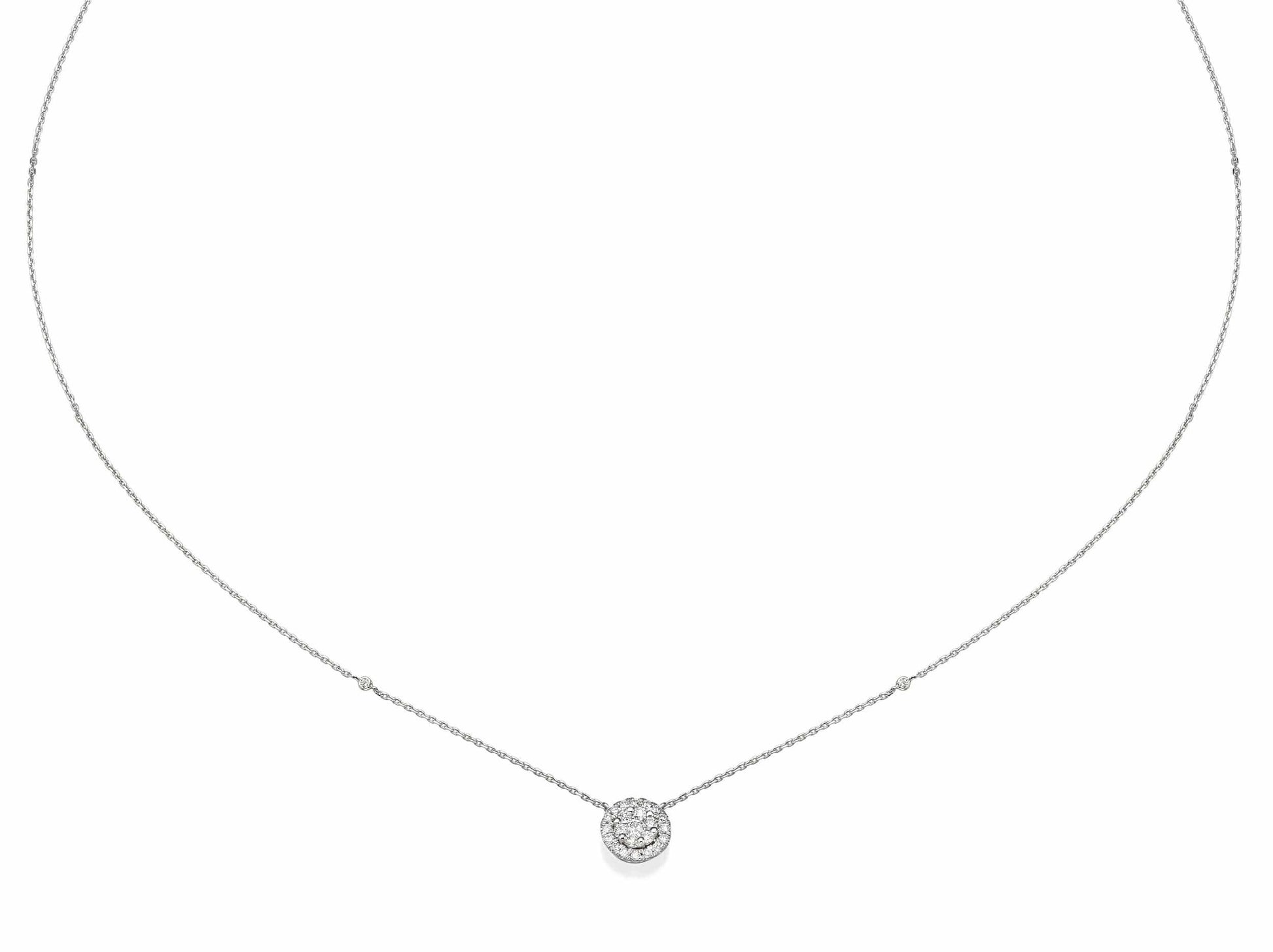 Big Round Shaped Diamond Cluster Pendant Necklace - BenzDiamonds