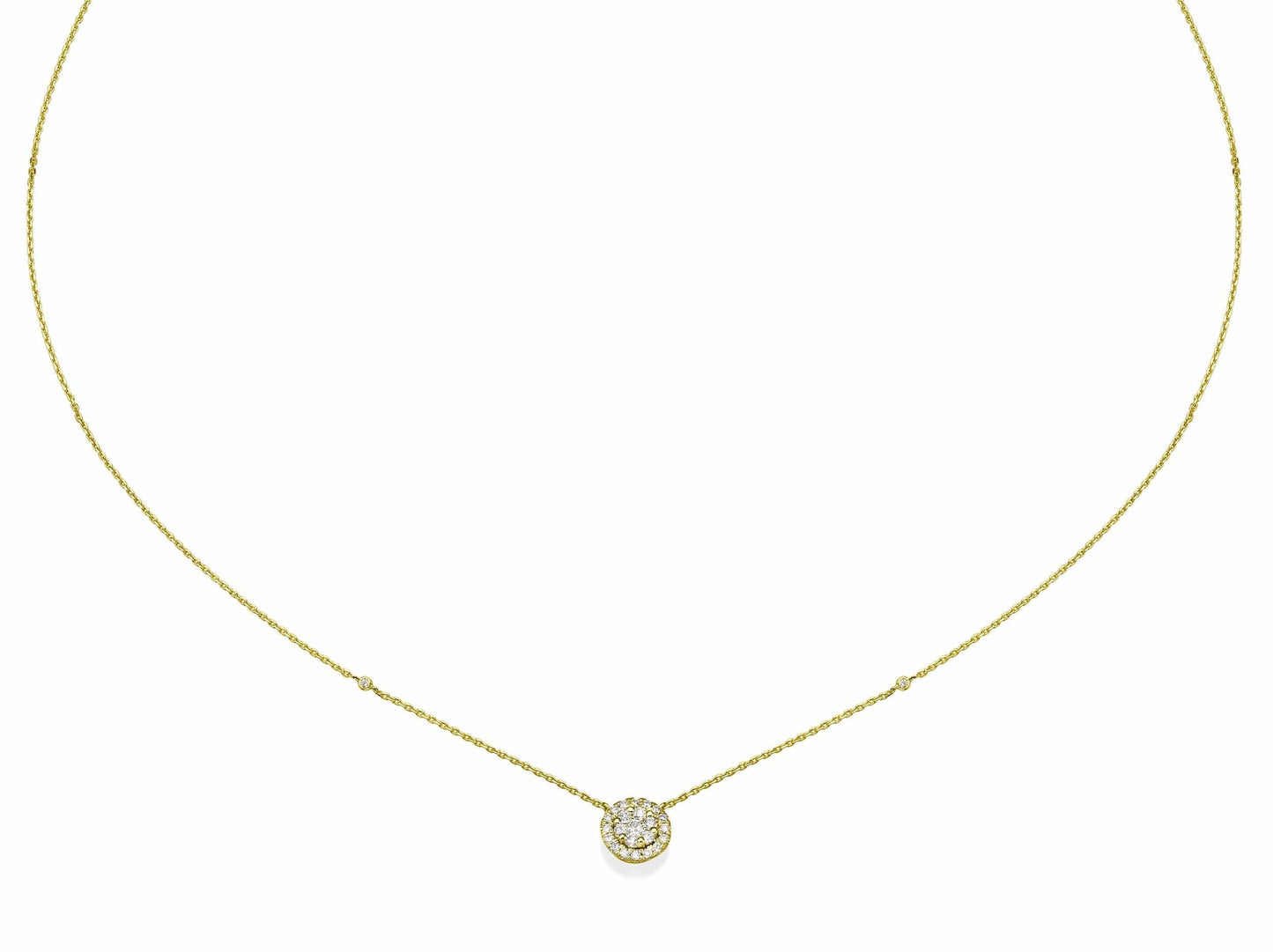 Big Round Shaped Diamond Cluster Pendant Necklace - BenzDiamonds