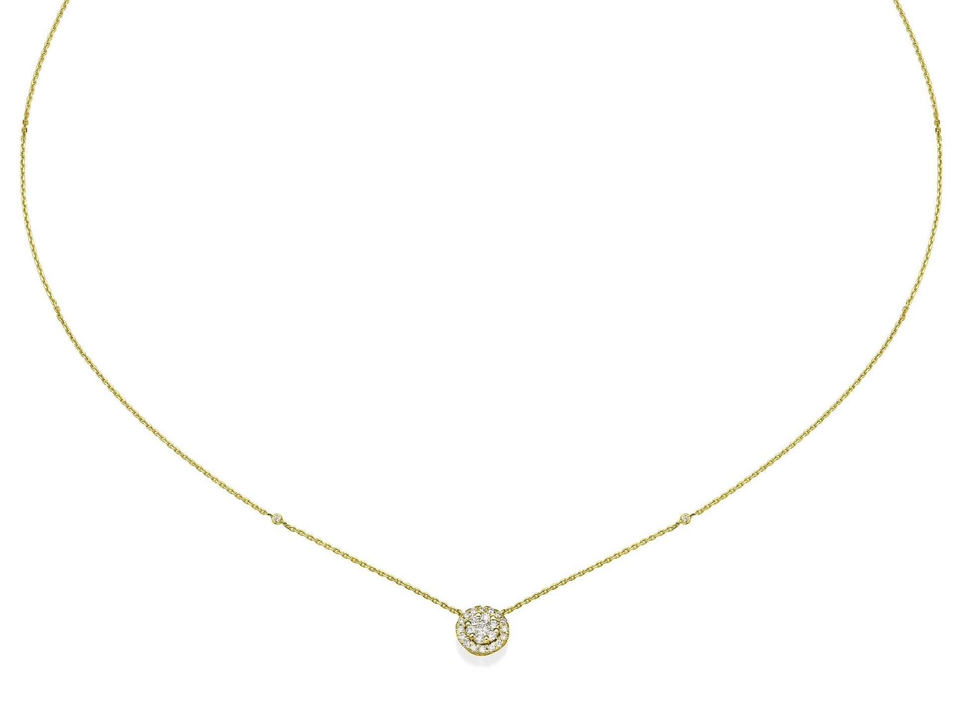 Big Round Shaped Diamond Cluster Pendant Necklace - BenzDiamonds