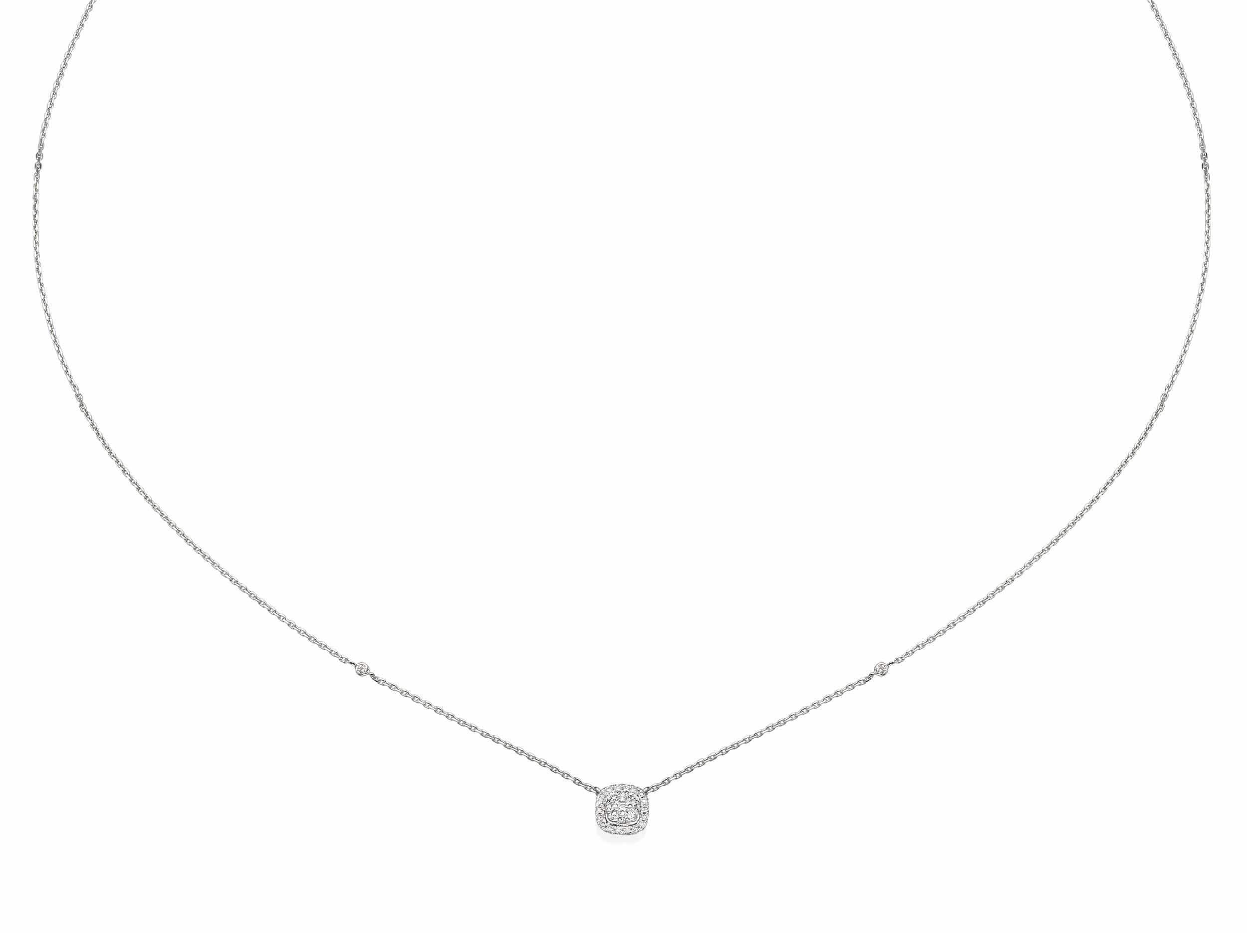 Cushion Shaped Diamond Cluster Pendant Necklace – Benz & Co Diamonds