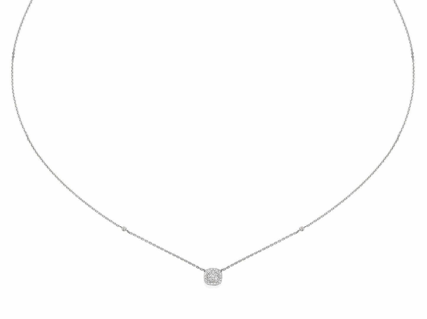 Cushion Shaped Diamond Cluster Pendant Necklace - BenzDiamonds