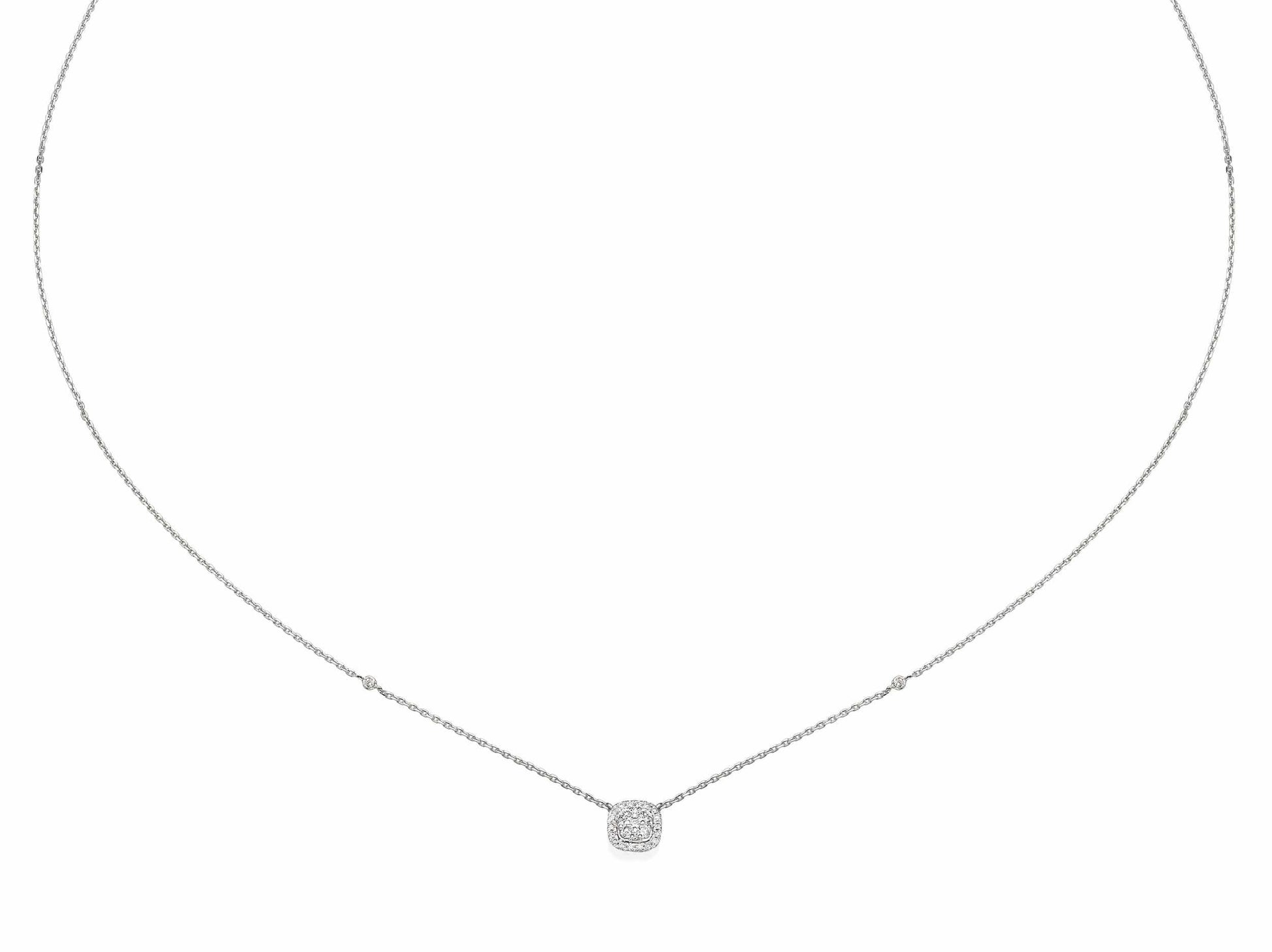 Cushion Shaped Diamond Cluster Pendant Necklace - BenzDiamonds