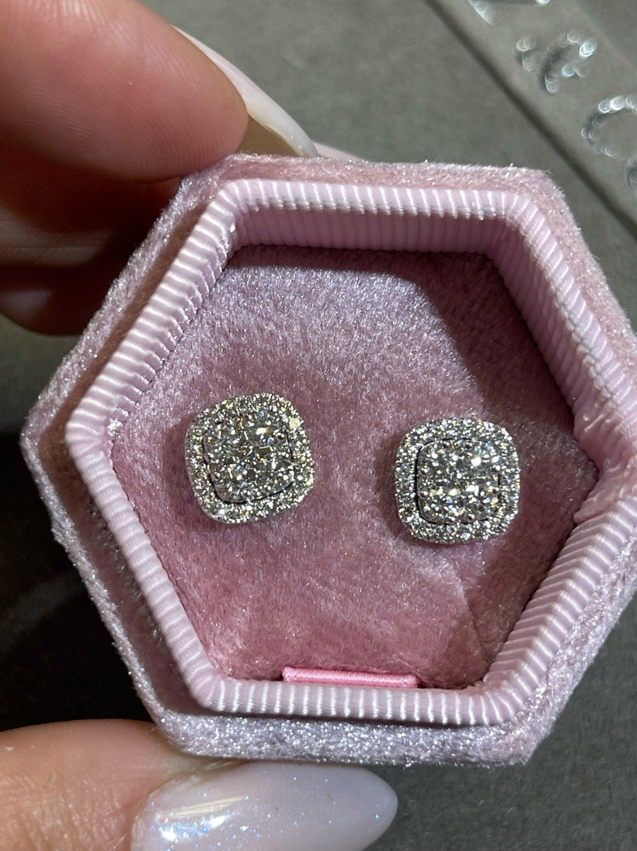 Big Cushion Shaped Diamond Cluster Earrings – Benz & Co Diamonds