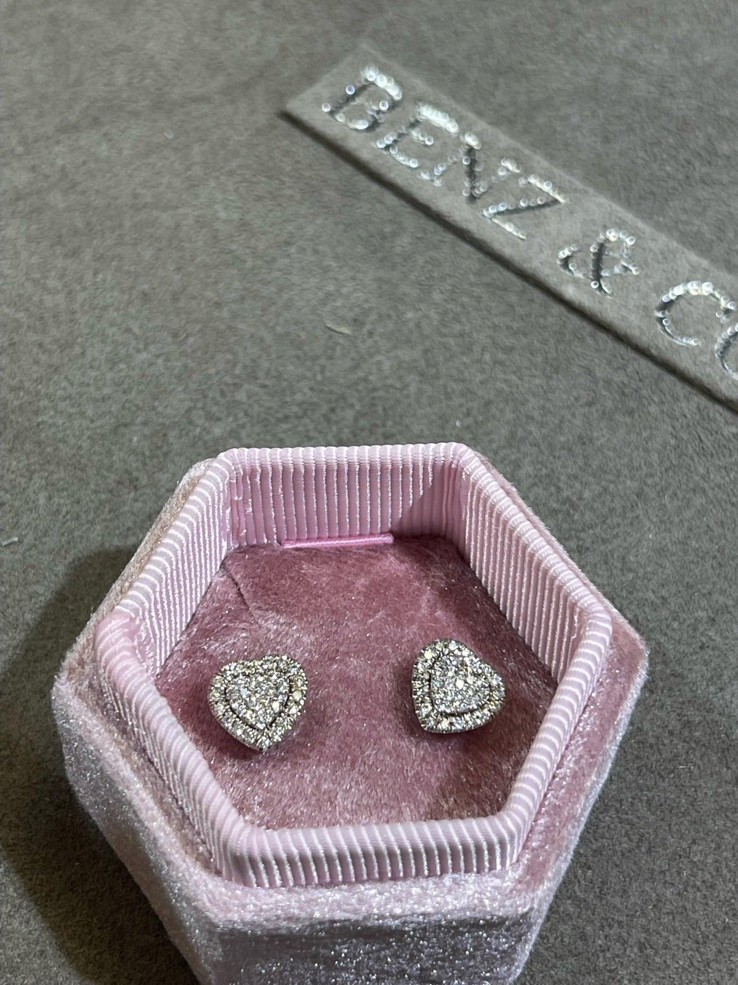 Big Heart Shaped Diamond Cluster Earrings - BenzDiamonds