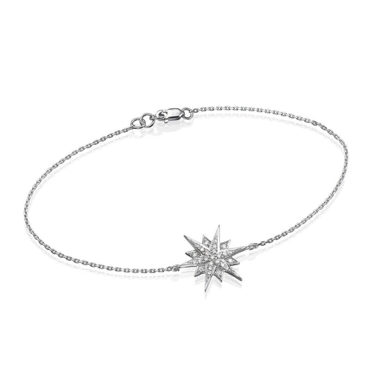 Mid Size Star Diamond Bracelet in 18K Gold - BenzDiamonds