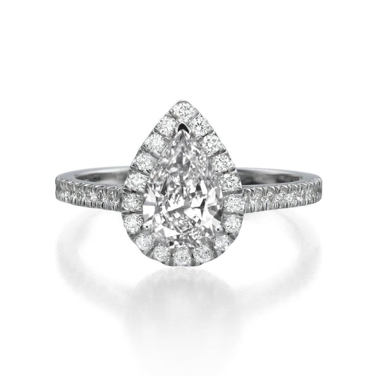 1.45 ct Pear Shaped Diamond Engagement Ring - BenzDiamonds