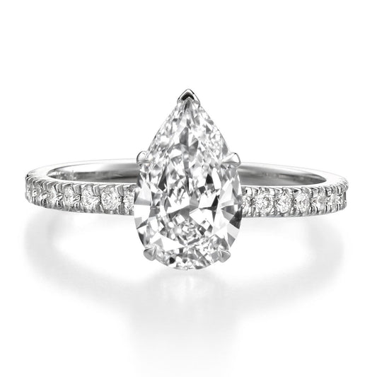 1.85 ct Pear Shaped Diamond Engagement Ring - BenzDiamonds