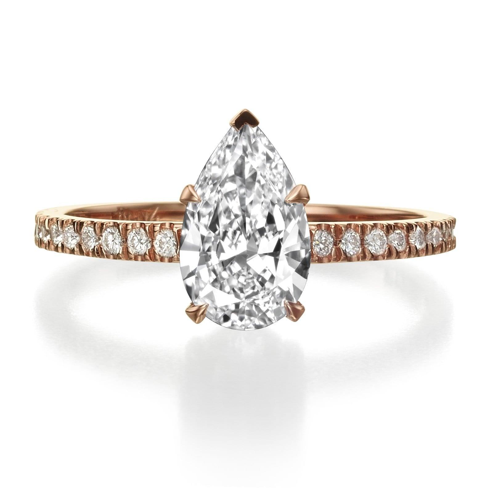 1.60 ct Pear Shaped Diamond Engagement Ring - BenzDiamonds