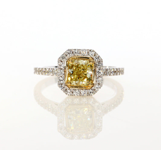 1.37 ct Fancy Yellow Radiant Cut Diamond Engagement Ring - BenzDiamonds