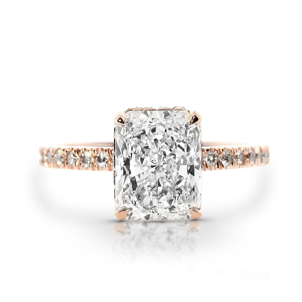 Rose gold radiant hot sale cut engagement ring