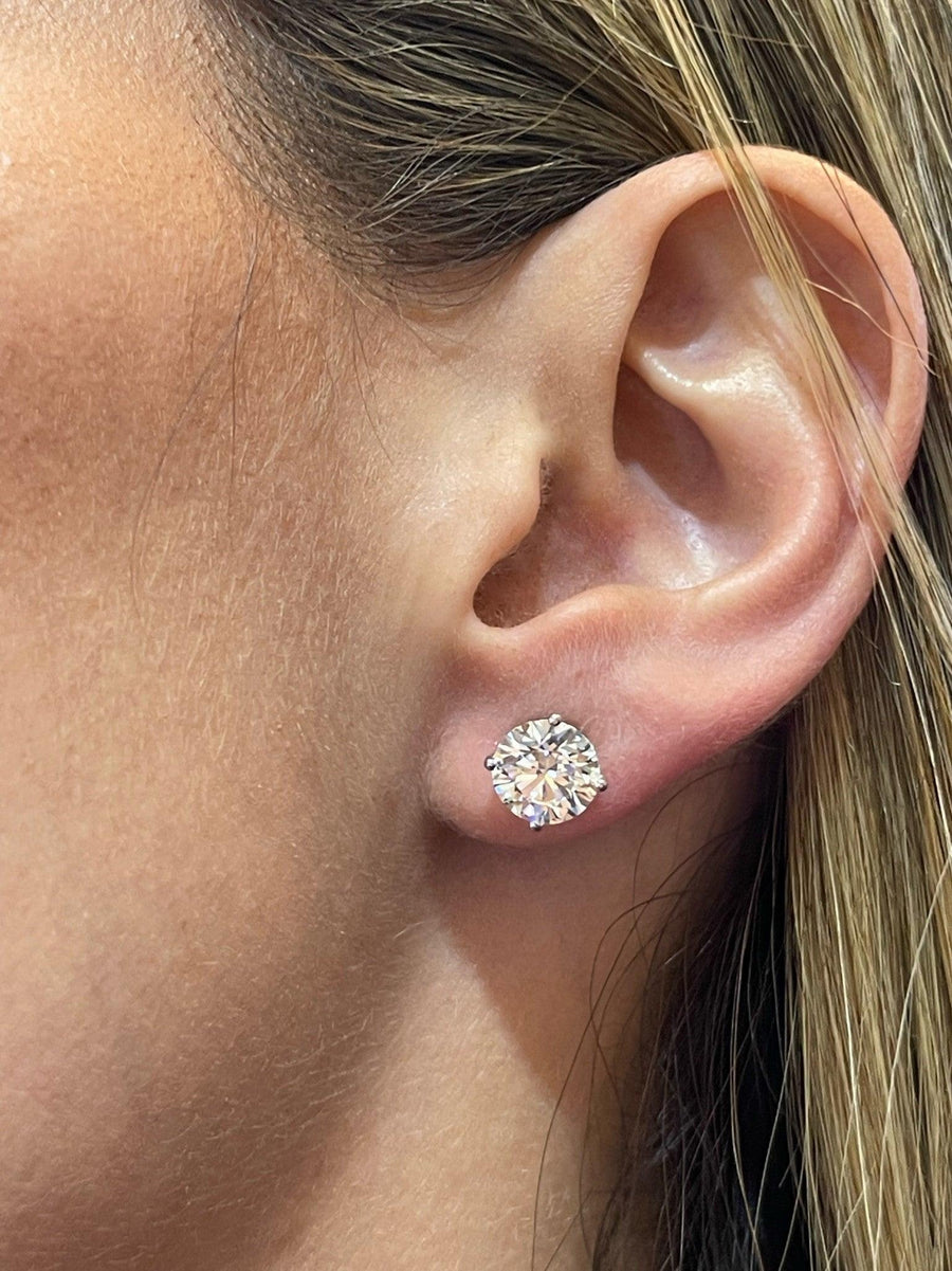 Three Prong Martini Natural Diamond Stud Earrings